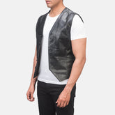 Mens Black Leather Vest